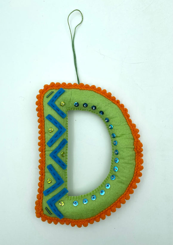 Felt Monogram Ornament - 'D' by Abby Schrup