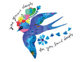 Blue Swallow Sympathy Greeting Card by Honeyberry Studios