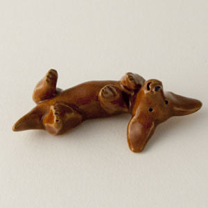 Tummy Dachshund Dog Ceramic "Little Guy" by Cindy Pacileo