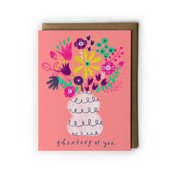 Pink Bouquet Sympathy Greeting Card by Honeyberry Studios