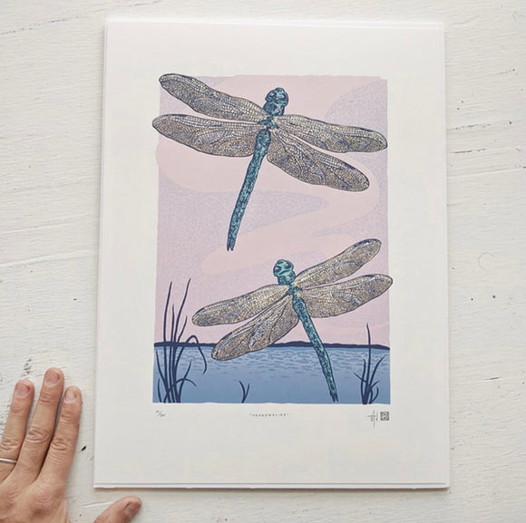 Dragonflies Silkscreen Print by Allison and Jonathan Metzger