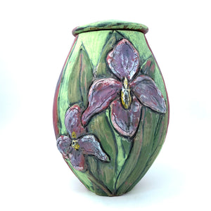 Jar with Irises by Nancy Briggs