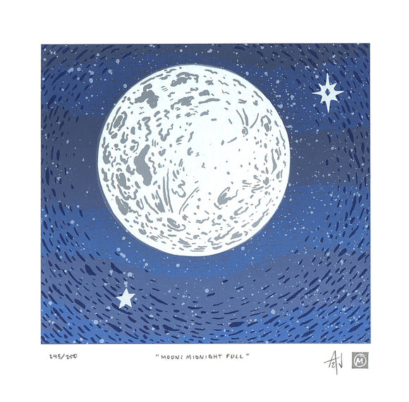 Moon: Midnight Full Silkscreen Print by Allison and Jonathan Metzger