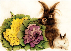 Rabbits with Kale Blank Card from Artists to Watch