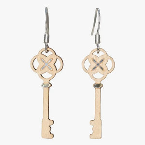 Twig Key Lasercut Wood Earrings by Woodcutts