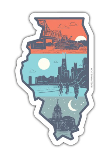 Layers of Illinois Sticker by Bozz Prints