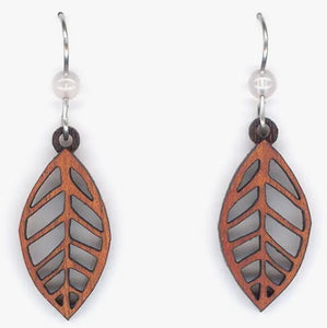 Natural Harmony Leaf Lasercut Wood Earrings by Woodcutts