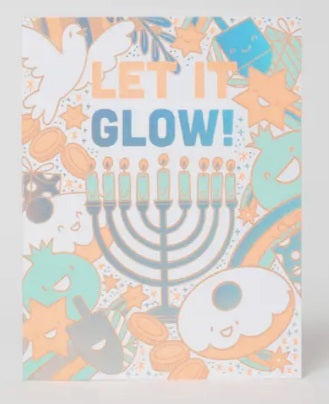 Let It Glow Hanukkah Greeting Card by Egg Press Manufacturing