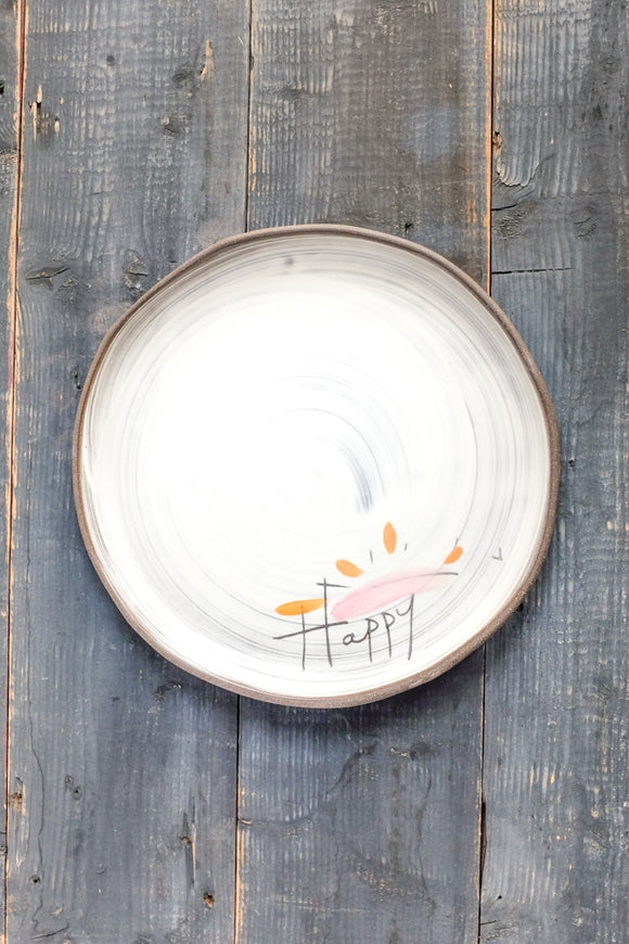 Happy Small Round Plate by ZPots