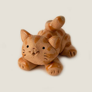 Orange Tabby Cat "Mouser" Ceramic "Little Guy" by Cindy Pacileo