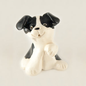 Black and White Dog "Shake" Ceramic "Little Guy" by Cindy Pacileo