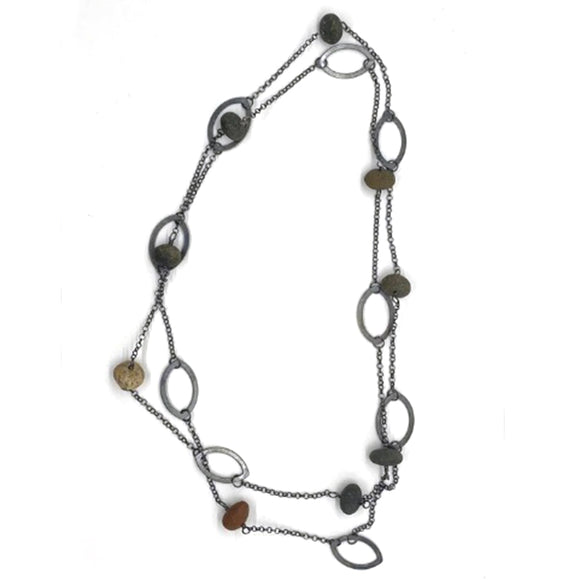 Long Leaf and Rock Necklace by Jennifer Nunnelee
