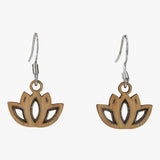 Twig Lotus Lasercut Wood Earrings by Woodcutts