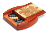 Maple Leaves Marquetry 2” Flat Wide Secret Box by Heartwood Creations