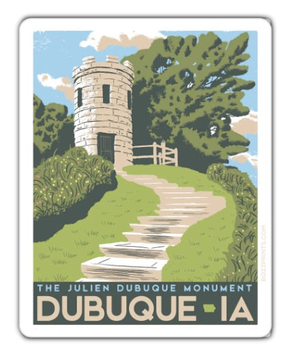 Dubuque Monument Sticker by Bozz Prints