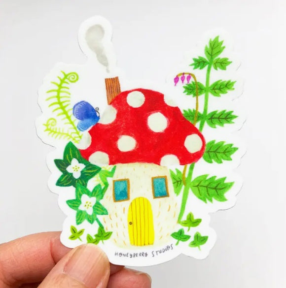 Mushroom House Sticker by Honeyberry Studios