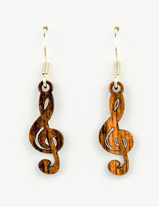 Twig Music Note Lasercut Wood Earrings by Woodcutts