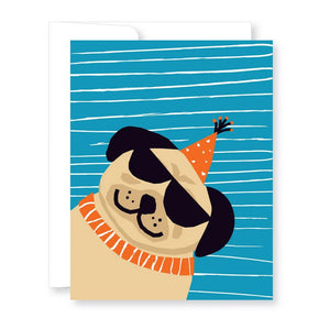 Birthday Pug Party Hat Greeting Card from Great Arrow Cards