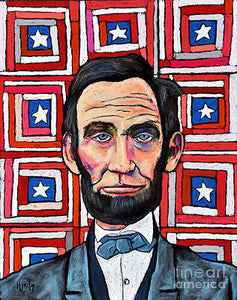 Abraham Lincoln Patchwork Flag Blank Greeting Card by David Hinds