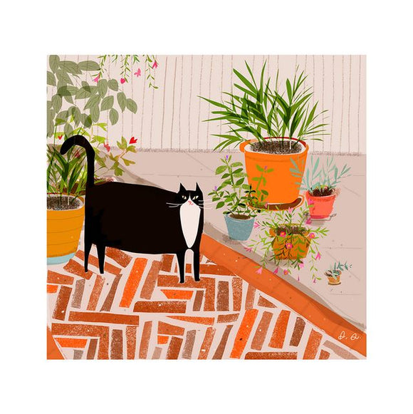 Patio Cat Print by Jamie Shelman