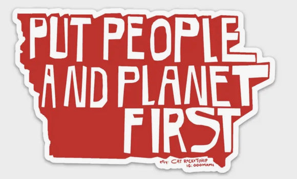 Put People And Planet First Sticker by Cat Rocketship