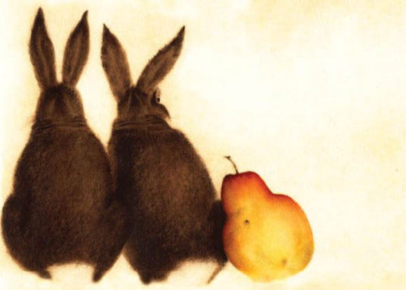 Two Rabbits with Pear Blank Card from Artists to Watch