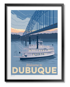 Welcome to Dubuque Riverboat Print by Bozz Prints