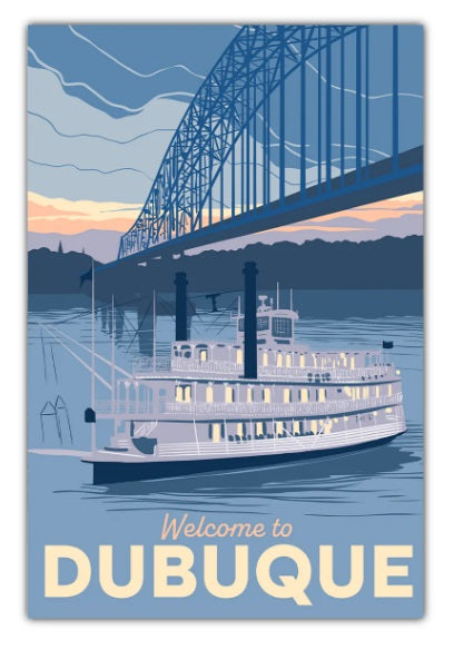 Welcome to Dubuque Riverboat Postcard by Bozz Prints