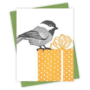 Pretty Present Chickadee Card by Burdock & Bramble