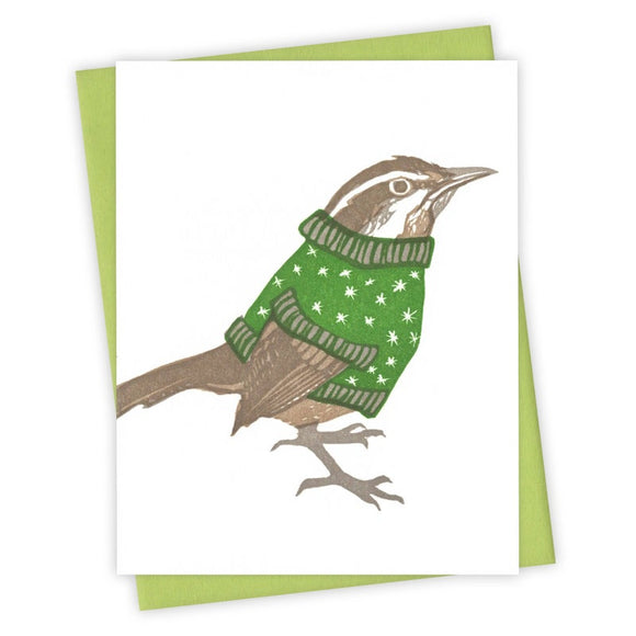 Winter Sweater Wren Card by Burdock & Bramble