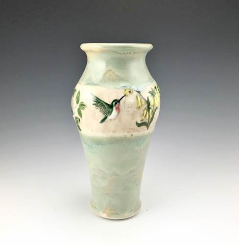 Hummingbirds Vase by Jen Stein