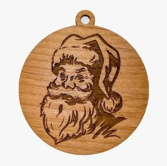 Santa Round Lasercut Ornament by Woodcutts