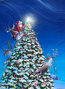 Santa's Christmas Tree Greeting Card by Tom Kelly