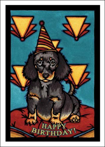 Birthday Dachshund Greeting Card by Sarah Angst