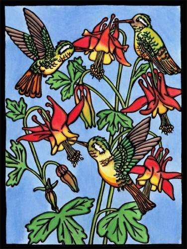 Hummingbirds Greeting Card by Sarah Angst