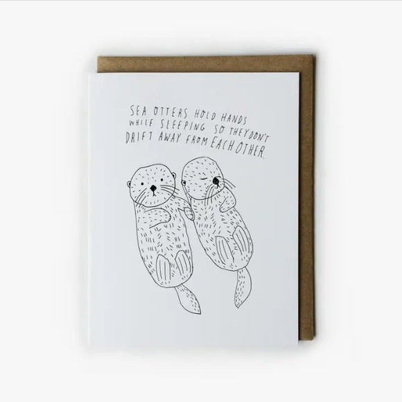 Sea Otters Hold Hands Greeting Card by Honeyberry Studios