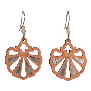 Blooms Shell Lasercut Wood Earrings by Woodcutts