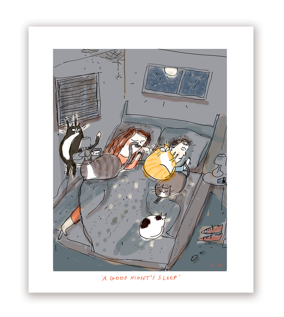 A Good Night's Sleep Cat Print by Jamie Shelman