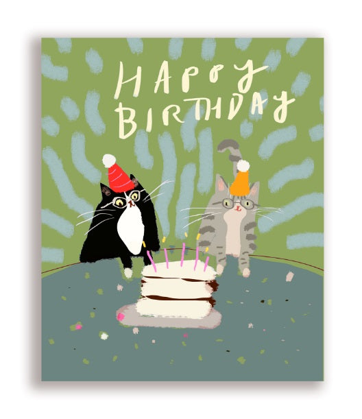 Birthday Smarty Cat Greeting Card by Jamie Shelman