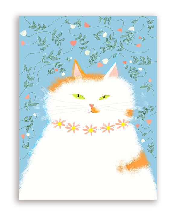 Spring Fluff Cat Greeting Card by Jamie Shelman