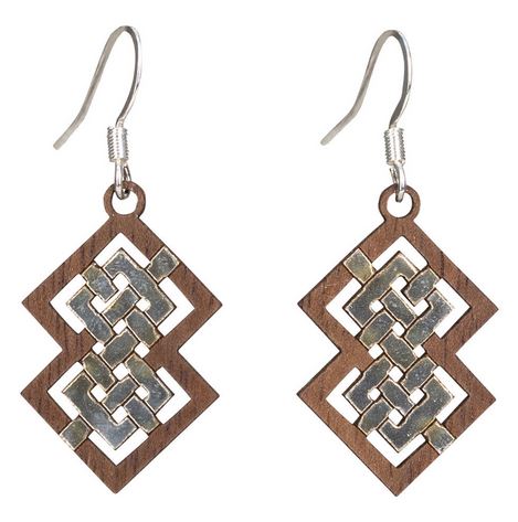 Twig Squares Geometric Lasercut Wood Earrings by Woodcutts