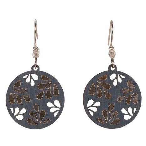 Blooms Stained Glass Design Lasercut Wood Earrings by Woodcutts