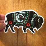 Bison and Bird Sticker by Angie Pickman