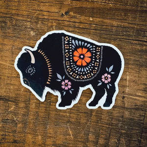 Flowery Bison Sticker by Angie Pickman