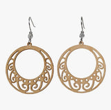 Medium Swirl Hoop Lasercut Wood Earrings by Woodcutts