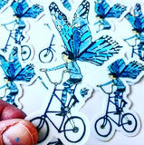 Butterfly on a Tall Bike Set of 2 Stickers by Amy Rice