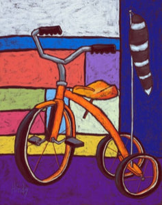 Tangerine Dreamin' (Orange Tricycle) Block Reproduction by David Hinds