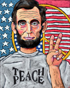 Abraham Lincoln Teach Peace Blank Greeting Card by David Hinds