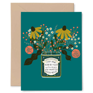 Flower Tin Birthday Greeting Card by Gingiber