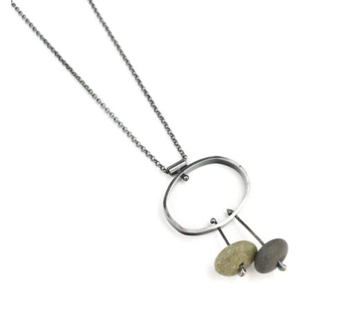 Oval With Two Rocks Necklace by Jennifer Nunnelee